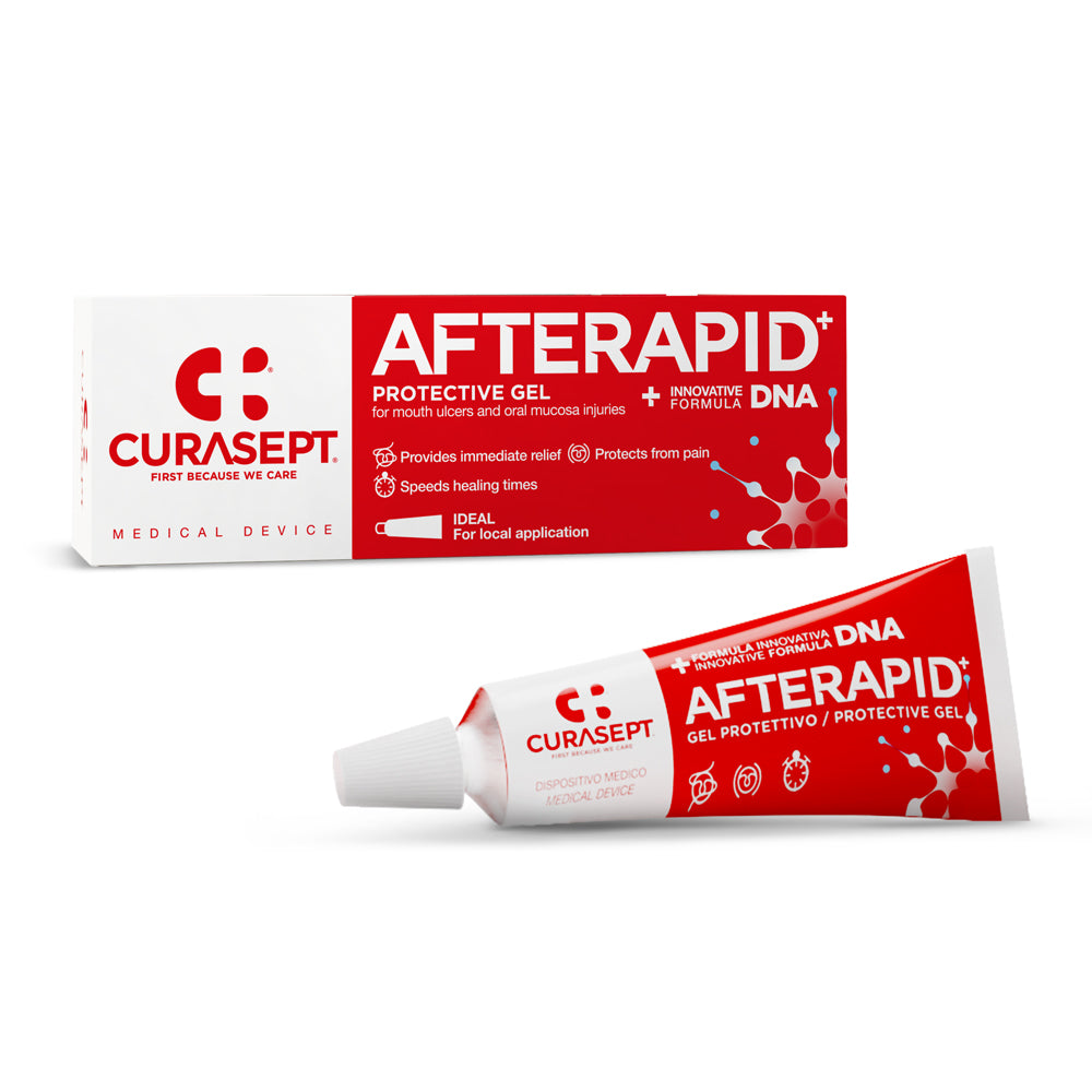 Curasept Afterapid protective gel packaging on a white background