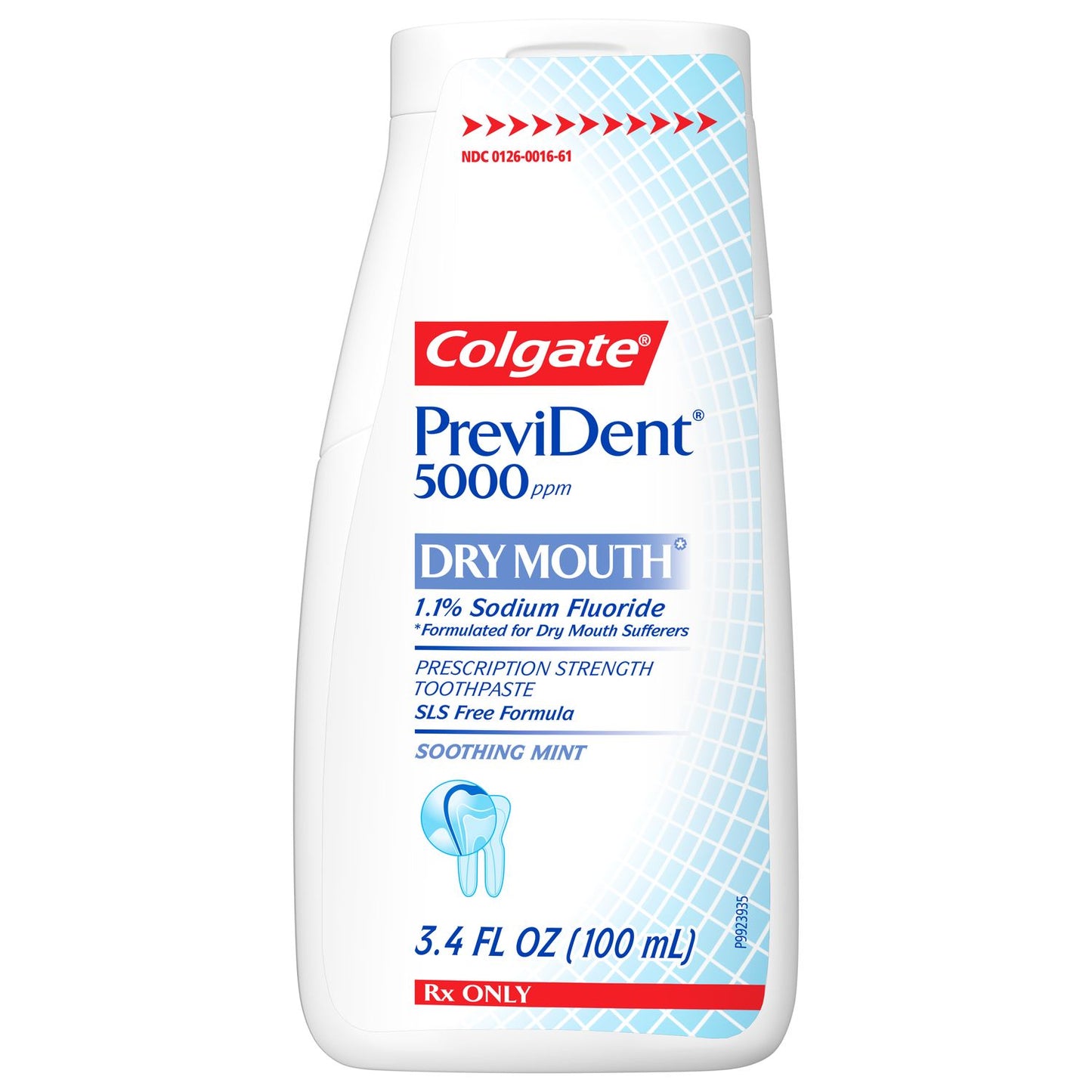 Colgate PreviDent 5000 ppm dry mouth toothpaste bottle on a white background