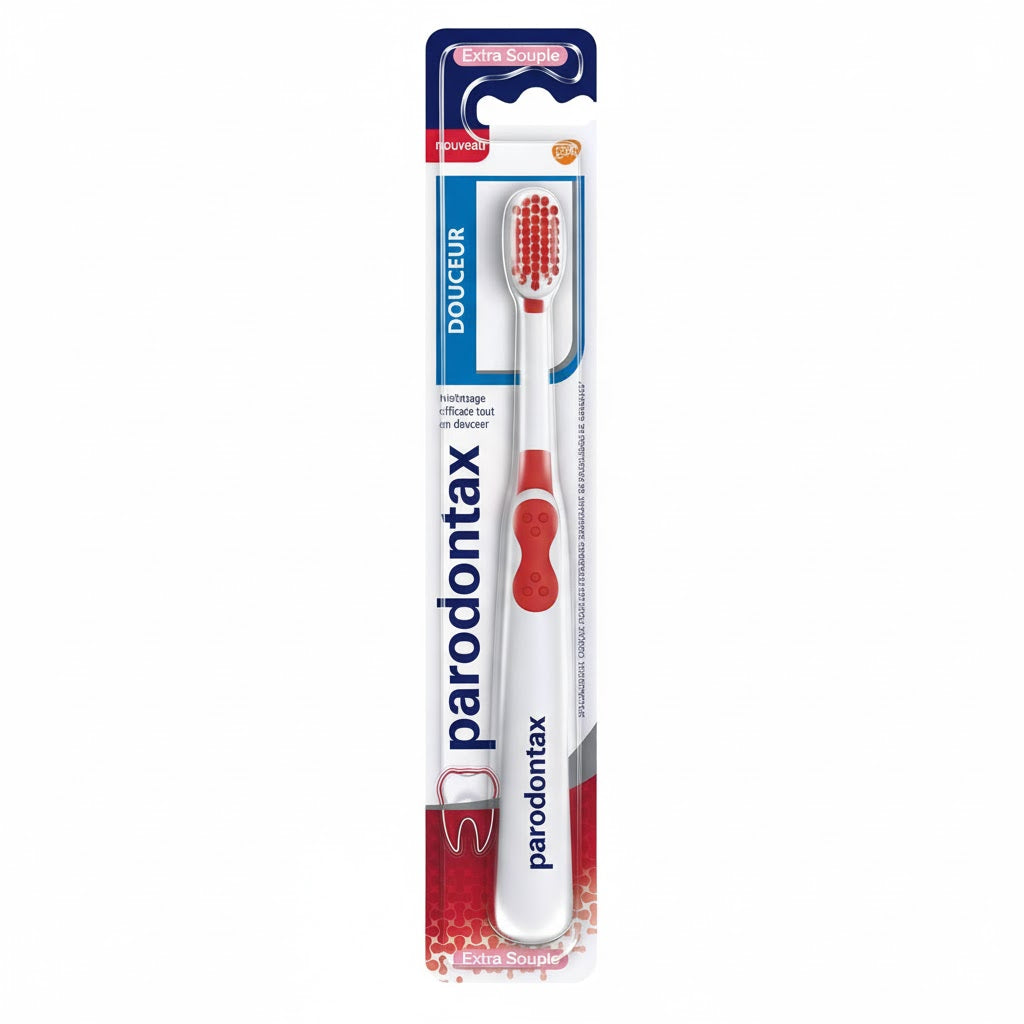 Parodontax toothbrush with packaging on a white background
