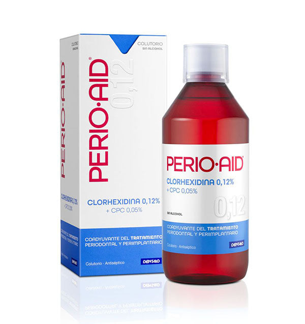 PERIO-AID mouthwash bottle and packaging on a white background
