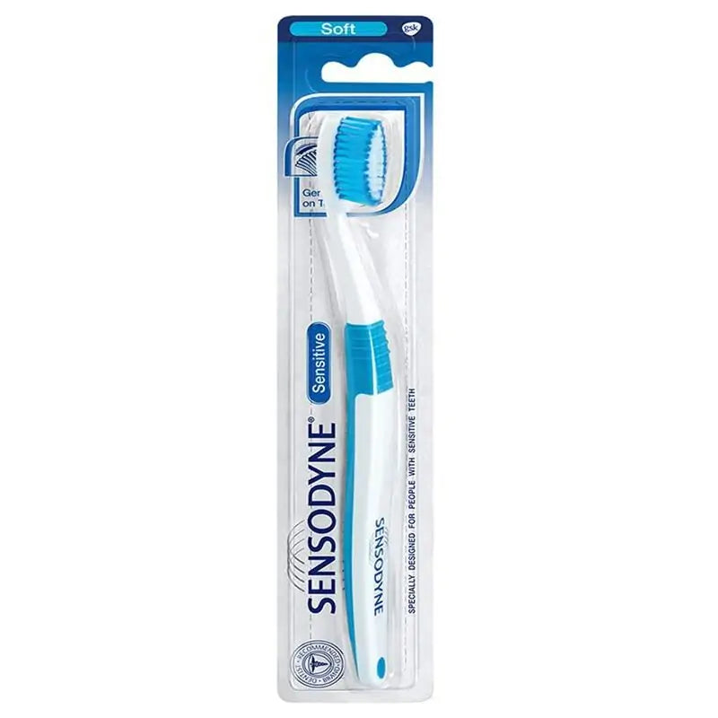 Sensodyne sensitive toothbrush in packaging on a white background