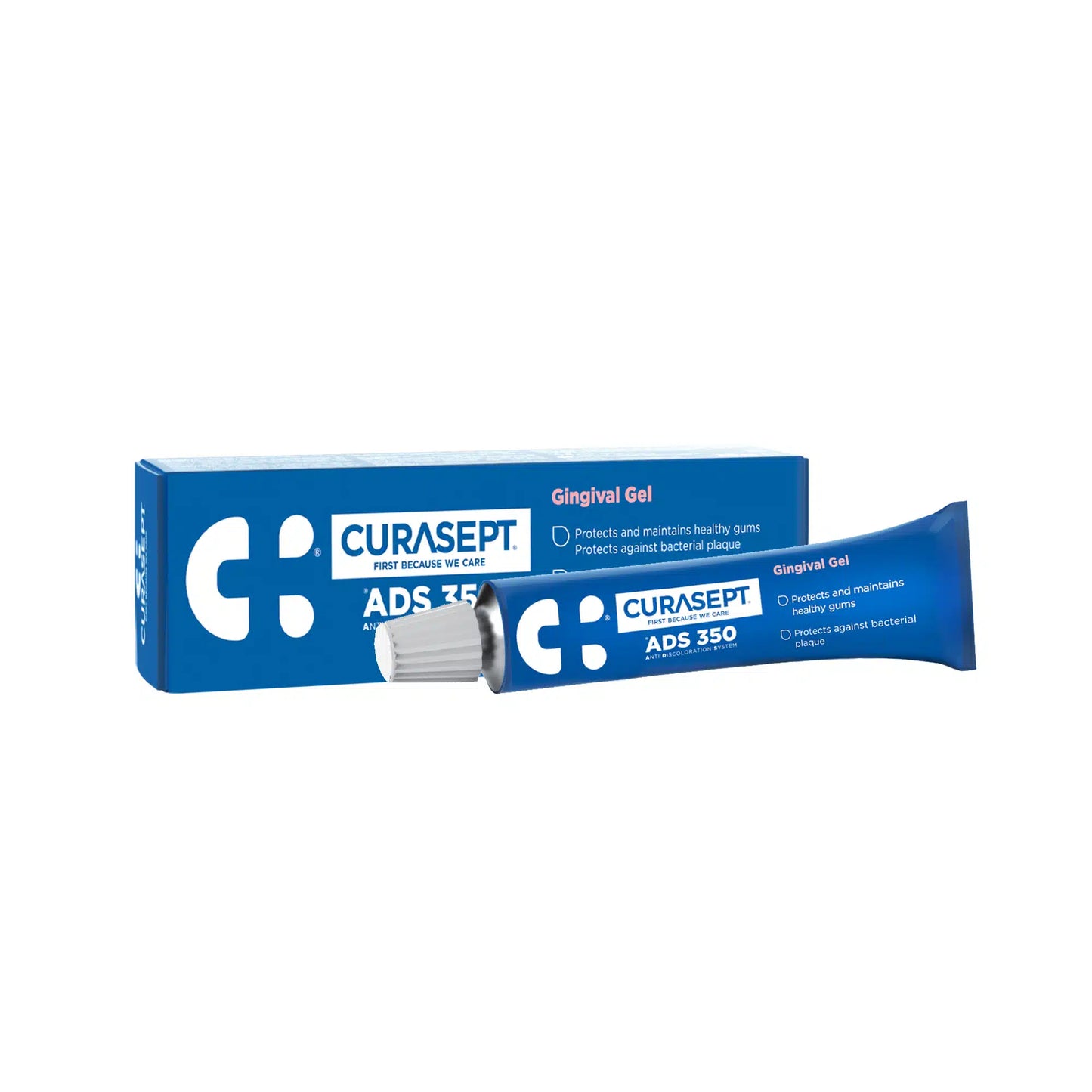 Curasept ADS 350 Gingival Gel tube on a white background