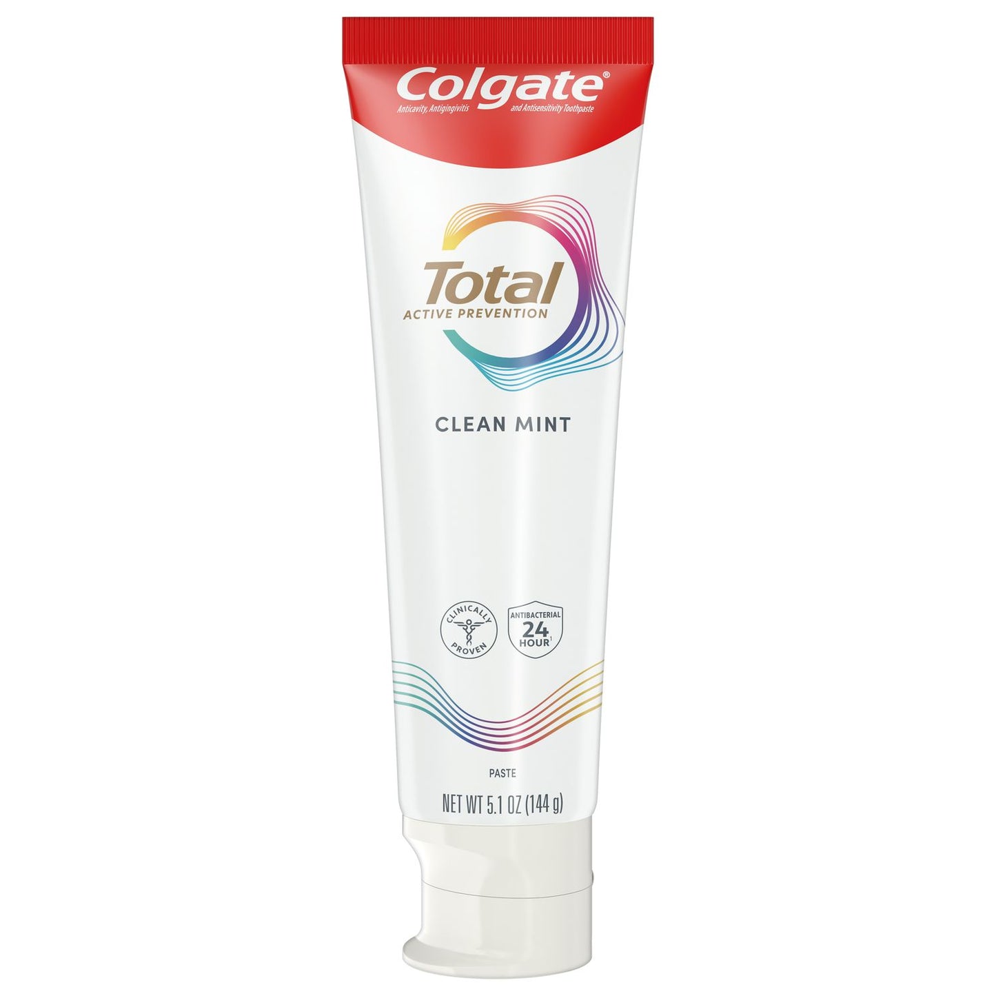 Colgate Total Clean Mint toothpaste tube on a white background
