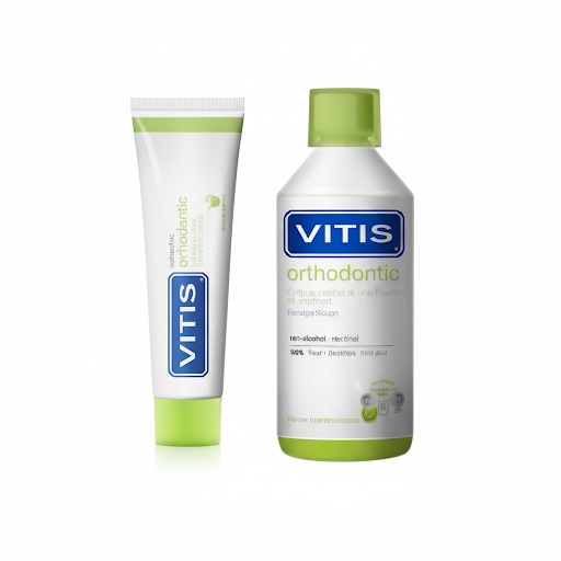 Vitis orthodontic product packaging on a white background